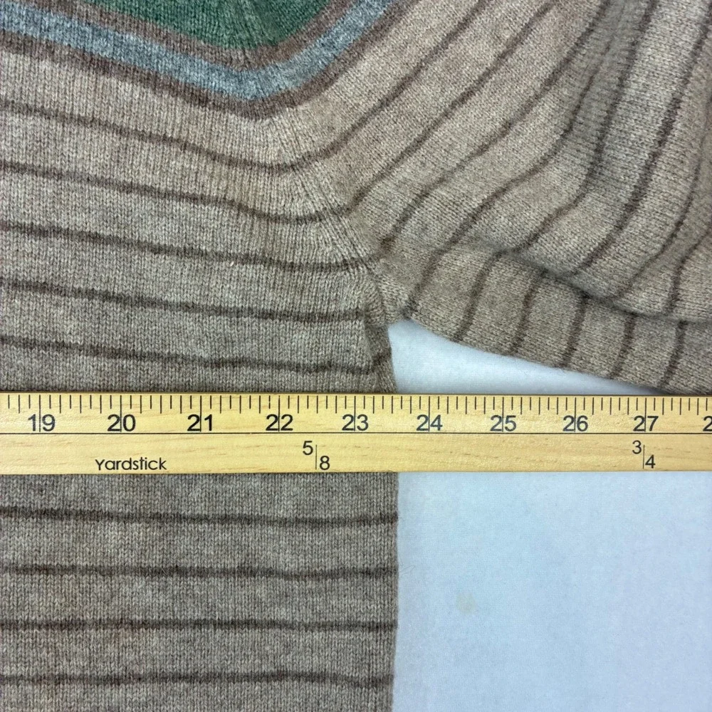 Banana Republic Quarter Zip Sweater Mens XXL Brown Striped Lambswool Pullover